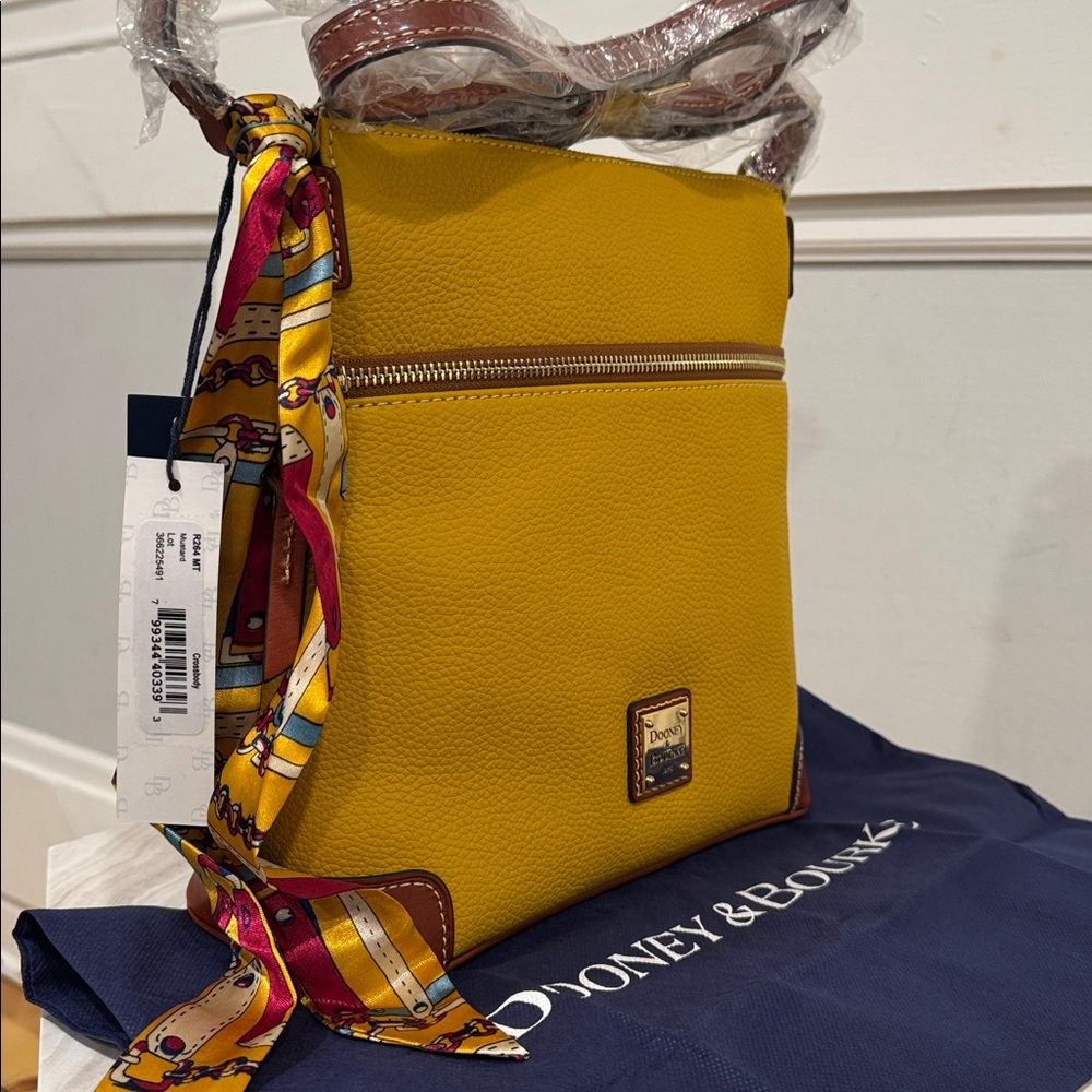 Dooney & Bourke Pebble Grain Mustard Leather Bag Crossbody NWT